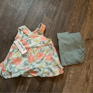 Carter's Pink and Orange Floral Dress with Gray Leggings